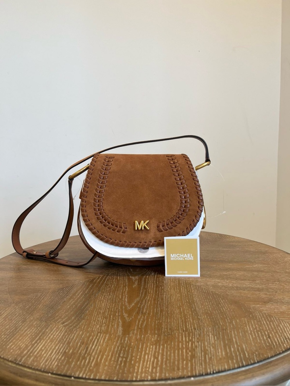 Michael Kors Josie Medium Whipstitched Suede Saddle Bag - Picture 5 of 7